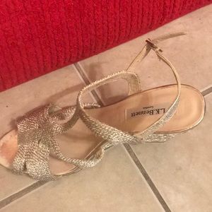 L.K. Bennett gold wedge sandal